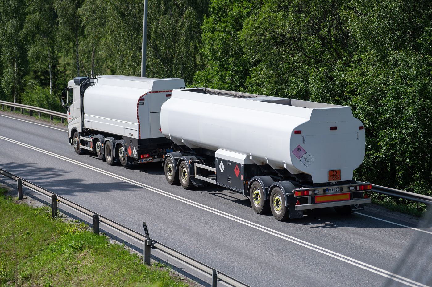 Fuel tanker truck on a highway